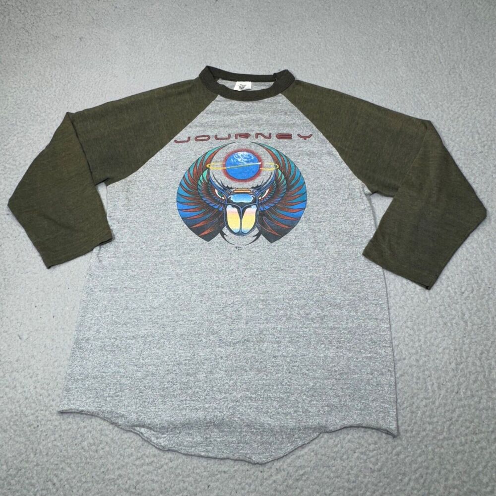 Vintage‎ Journey Shirt Men Medium Gray Raglan Escape Tour Alpine Valley 1981 USA